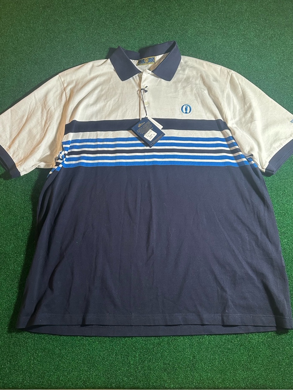 St. Andrew’s British Open Men's Navy and White Striped Polo Shirt